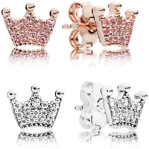 Free Shipping Pink Crystal Magic Crown Stud Earrings New Simple Fashion Brand Earrings For Women Wedding Fashion Jewelry