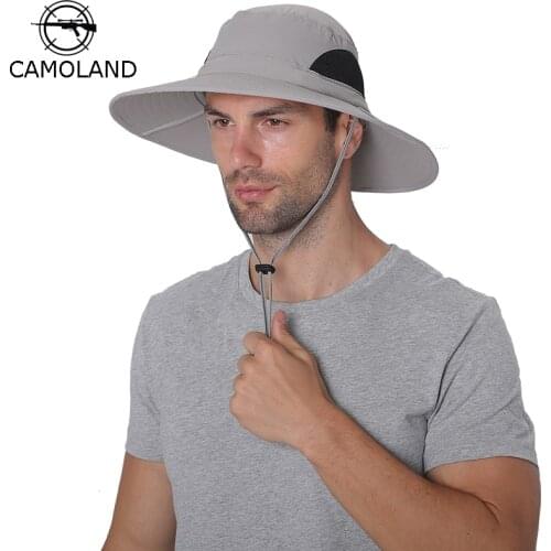 CAMOLAND Summer UPF50+ Sun Hats For Men Women Waterproof Breathable Boonie Hat Wide Brim UV Protection Hiking Fishing Panama Hat