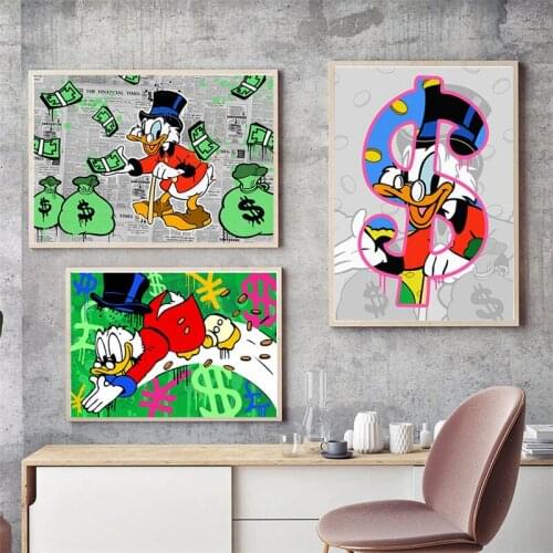Disney Donald Duck Mickey Mouse Graffiti Art Paintings on the Wall Art Posters and Prints Street Art Canvas Pictures Cuadros