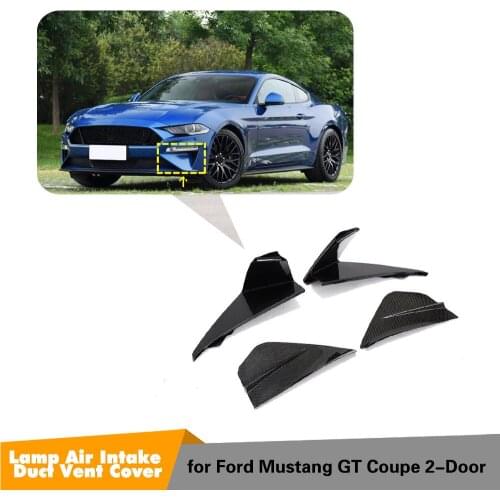 For Ford Mustang GT Coupe 2-Door 2018 2019 Carbon Fiber Front Bumper Spoiler Fog Light Air Vent