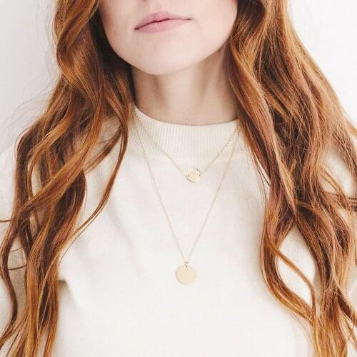 JUJIE Not Darken 2 pcs Layered Necklace Women Simple 316L Stainless Steel Necklace For Women Pendant Necklace Jewelry