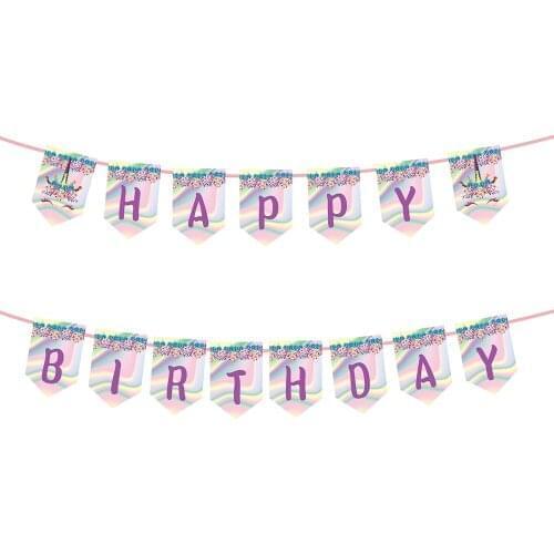 Unicorn Theme Happy Birthday Party Banners Kids Birthday Party Decoration Hanging Bunting Party Supplies