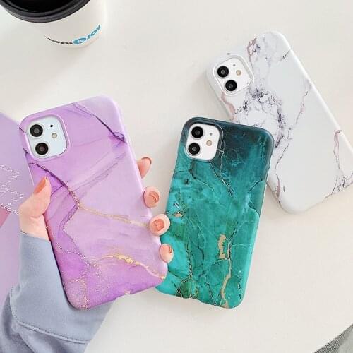 Gradient Marble Cases For iPhone 13 12 11 Pro Max XR X XS MAX 8 7 Plus 12Mini SE 2020 11 Soft IMD Shockproof Bumper Back Cover