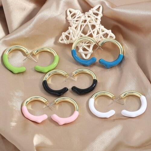 Vedawas Classcial Colorful Metal Hoop Earrings for Women Vintage Gold Color Round Drop Earrings Accessories Jewelry Wholesale