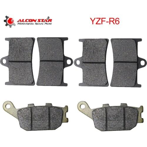 Alconstar- Motorcycle Disc Front & Rear Brake Pads Set for Yamaha YZF-R6 2003 2004 2005 2006 2007 2008 2009 2010 2011 2012 2013
