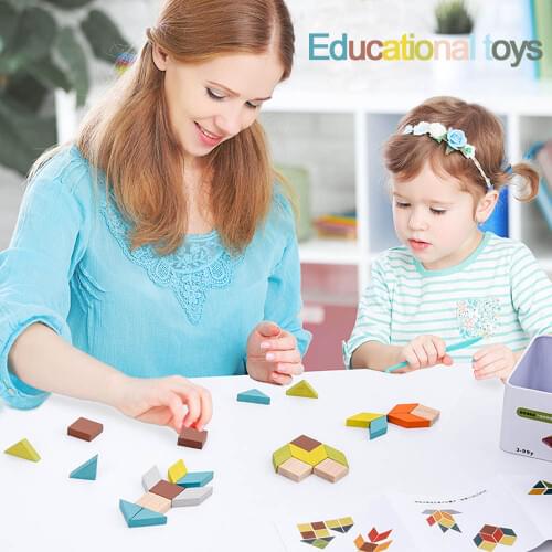 NEW Wooden toy Wooden block building block Domino in Iron box Educational baby toy for Travel Children and Adult Travel Game