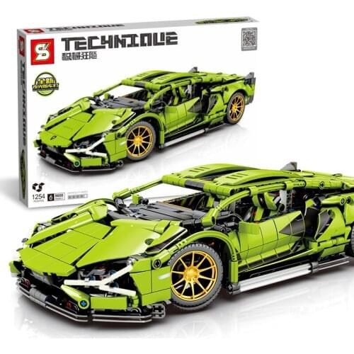 S8600 Building Block Toy Centennial Green Bull Sports racing Car Model DIY High Difficulty block toys for children gifts