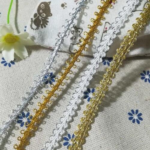 1Yard Latest Gold Lace Fabric Applique Curtain Guipure Silver Lace Ribbon Dress Sewing Fabric Laces For Clothes Accessories LW14