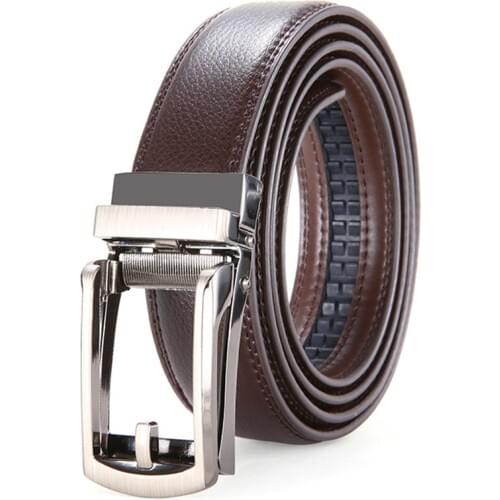 TJ-TingJun Hot Men Leather Automatic Buckle Imitation Pin Buckle Two-layer Cowhand Simple Casual Business Youth Belt C406