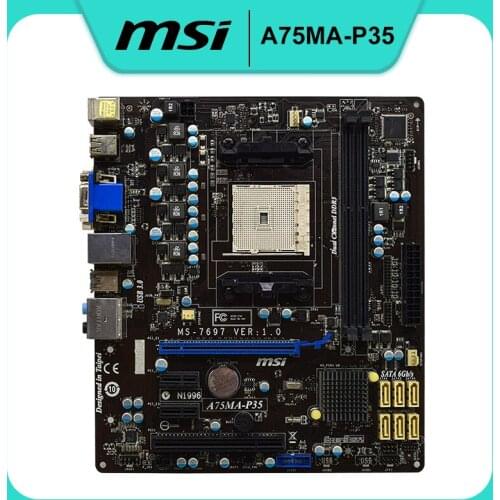 For MSI A75MA-P35 Original Desktop Motherboards For Socket FM1 DDR3 AMD A75 SATA3 USB 2.0 USB 3.0 Micro ATX 16GB motherboard set