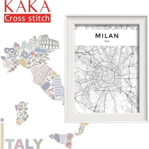KAKA Cross stitch kits Embroidery needlework sets with printed pattern,11CT canvas,Home Decor for garden House,5D City Map