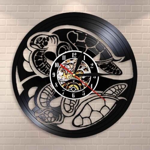 Beach Life Sea Wall Clock Animal Amphibian Turtle Home Decor Sea Turtle Summer Vinyl Record Wall Clock Tortoise Wall Watch Gift