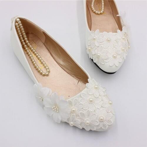 New plus-size flats sell like hot cakes Wedding flat heels white bridal shoes hand-made wedding shoes in ChinaBH175