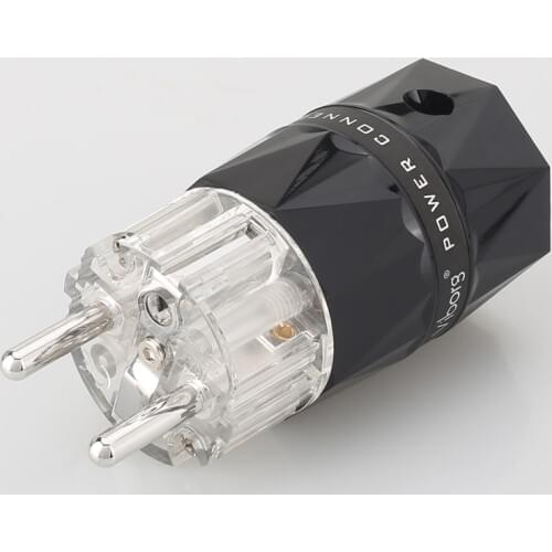 New Viborg VE503R+VF503R 99.99% Pure Copper Transparent rhodium Plated Schuko EU Hifi audio Power cable Extenstion adapter Plug