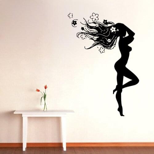 New Design Girl Nursery Wall Decal Adesivo Vinyl Decal Wall Sticker Bedroom Art Murals Hair Beauty Salon Decor Woman LA099