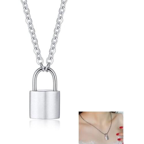 Punk Chain Lock Necklace Stainless Steel Long Padlock Pendant Necklace Gift for Women Girls Couples Boyfriend Jewelry