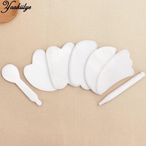 White Marble Natural Jade Stone Guasha Massage Scraping Board Acupoints Plate SPA Therapy for Face Eyes Leg Body Health Care