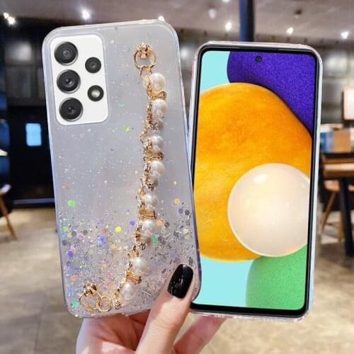 Parel Armband Silicone Case Cover Voor Samsung Galaxy A52 A72 A12 A32 A42 5G Soft Case Voor Samsung A51 a71 A50 S21 Ultra S20 Fe