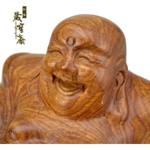 Redwood crafts mahogany carved ornaments Maitreya Buddha Bag Lucky Buddha belly laughing Buddha Gifts