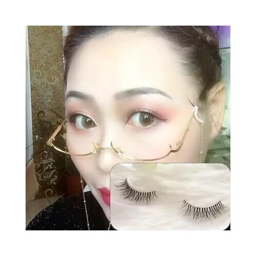 Mink Hair Eyelashes reusable Natural 3D Mink Messy Popular False Eyelash Full Strip Eyelashes Extension Transparent wide stem