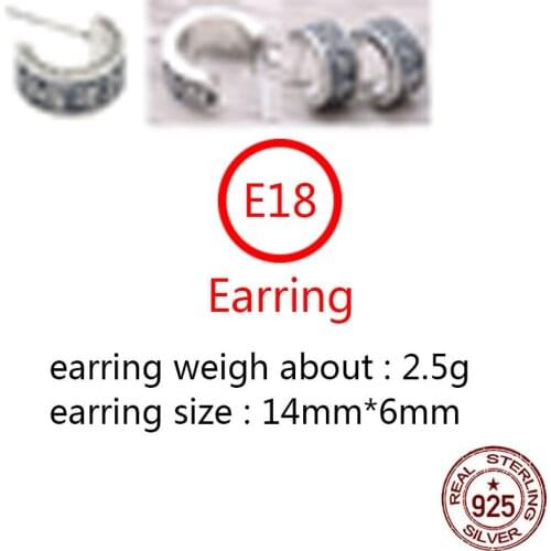 E18 S925 sterling silver earrings personality retro punk hip-hop style letter shape popular jewelry birthday gift new hot