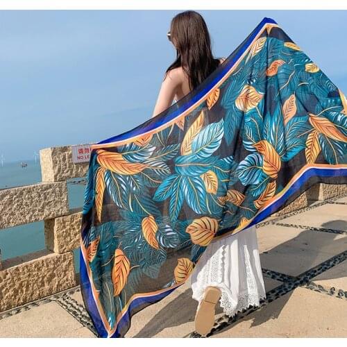 Sunscreen Cotton and Linen Shawl Dual-Use Summer Long Scarf Seaside Holiday Scarf Beach Towel Beachwear Veils 2021 New