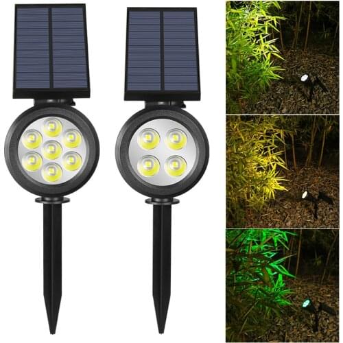 7/4 LED Solar Spotlight Auto Color-Changing Outdoor Lighting Garden Solar Lamp Landscape Wall Light For Decoration