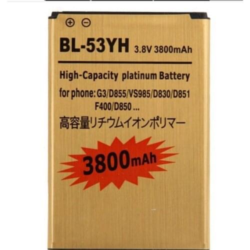 BL-53YH 3800mAh High Capacity Gold Business Battery for LG G3 / D855 / VS985 / D830 / D851 / F400 / D850