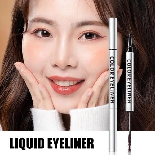High Quality 2 in 1 Liquid Eye Liner and Silk Fiber Mascara Waterproof Sweat Resistan Makeup Tool For Women Girls