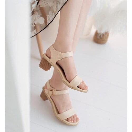 Womens shoes in large chunky heels 44 45 46 47 48 large middle Heels Sandals casual buckle sandals for women