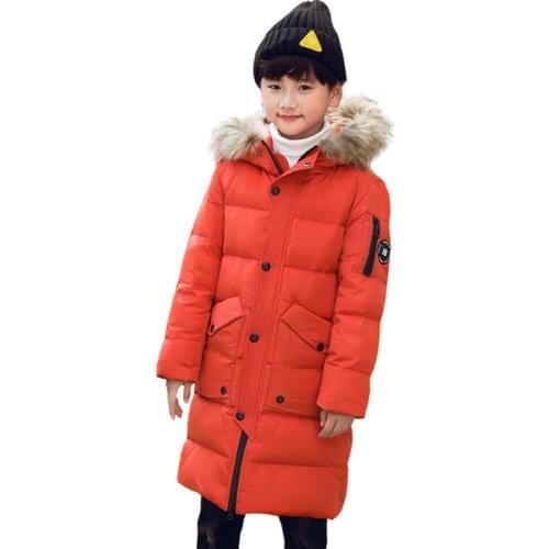 Winter Big Boys Down Jacket Warm Thick White Duck Down Parkas Casual Natural Fur Hooded Boys Jackets Coats BC383