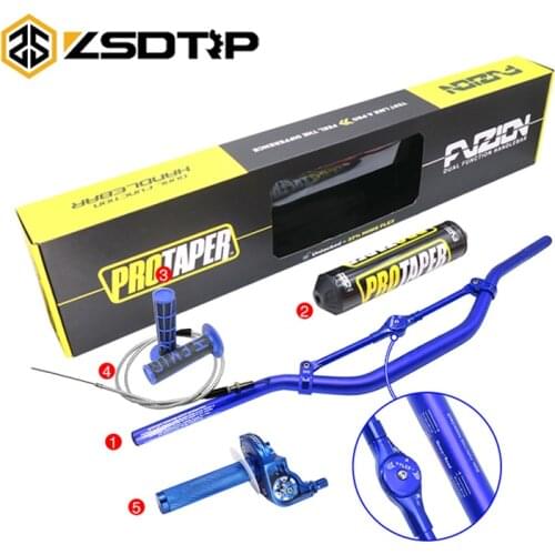 ZSDTRP Motorcycle Handlebar set For Pro Taper Pack Bar 1-1/8" Handle bar Pads Grips Racing Dirt Pit Bike With Throttle Cable