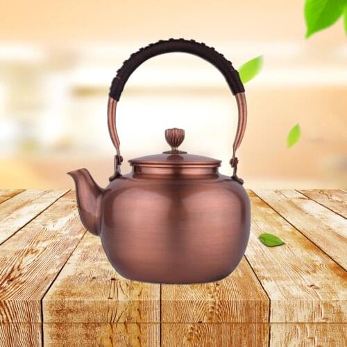 1.2L Pure Red Copper Teapot Handmade Thickening Boil Water Pot Health Bubble Tea Copper Pot Home Tea Set Traditional Handicrafts