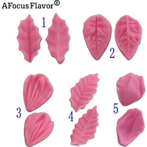 1 Set DIY Leaves Resin Silicone Cake Decorative Molds Lobular Clip Candy Cake Decorating Tools Kitchen Baking Fondant Stencil