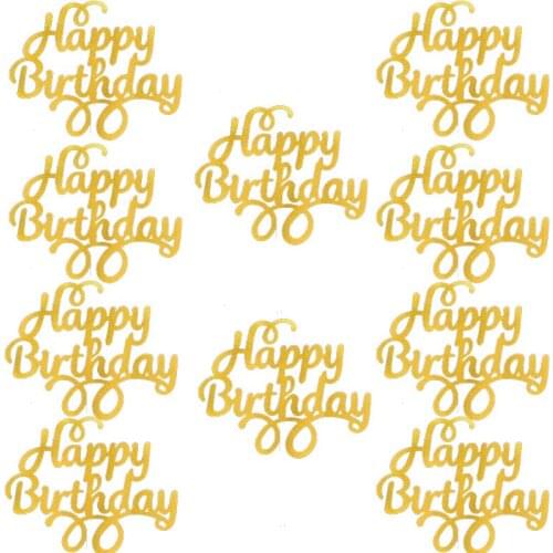 10pcs Happy Birthday Cake Topper Gittler Bling Sparkle Decoration Sign Happy Birthday Cake Topper Girl`s Birthday Dessert Decor