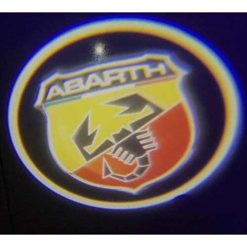 JURUS 2Pcs Car Door Projector Welcome Light For Abarth Logo Emblem LED Laser Logo Ghost Shadow Light Warning Lights Accessories
