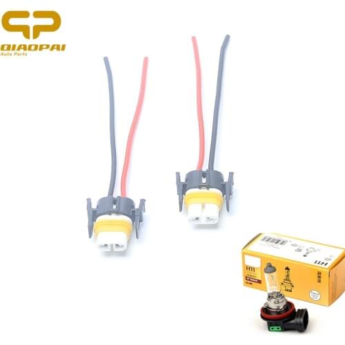 2PCS Ceramic H11 Socket Plug Harness Automotive Wire Connector Car Fog Lamp Base Adaptor Bulb Holder H11 Headlight Socket LED