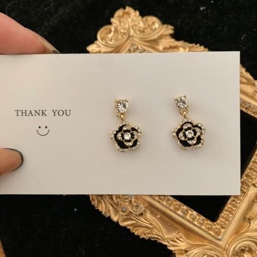 2021 Korean Elegant Crystal Flower Petal Tassel Drop Earrings For Women Students Fashion Clip On Earring Gift Pendientes Jewelry