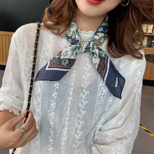 2021 new spring ladies square scarf high quality pure cotton fashion scarf headscarves beach sunscreen bag headscarves 70cm * 70