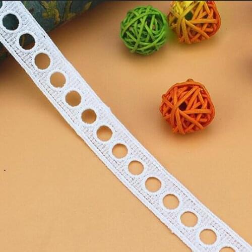 30Yards Milk Silk Water Soluble Eyelet Lace High Quality White Color Wedding Dress Holes Sewing Lace Spitze Band Ribbons