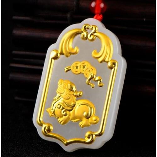 3D gold inlay and Tian brave troops pendant h16