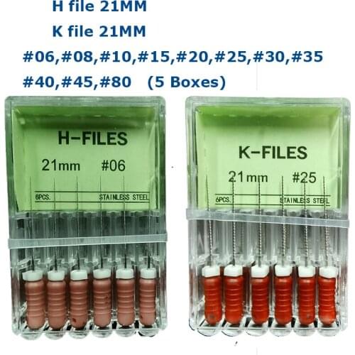 5 Box Dental Tools Root Cannal Endo H File 21mm K File 21mm Stainless Steel Endodontic Instruments Dentist Dentistry Odontologia