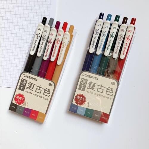 5PCS 0.5MM Colorful Journal Special Gel Pen Set Quick Drying Stationery Office Accessories Schoot Student Pen Gift