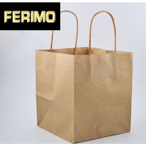5pcs 15x15x17cm White/Brown Kraft Paper Bag Baking Bread/Cake Packaging Bags Retail Takeaway Wrapping Bag Party Gift Bag