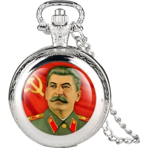 Antique Soviet Hero Stalin Quartz Pocket Watch Vintage Communism Pendant Watches Men Women Concise Clock Steampunk Necklace Gift