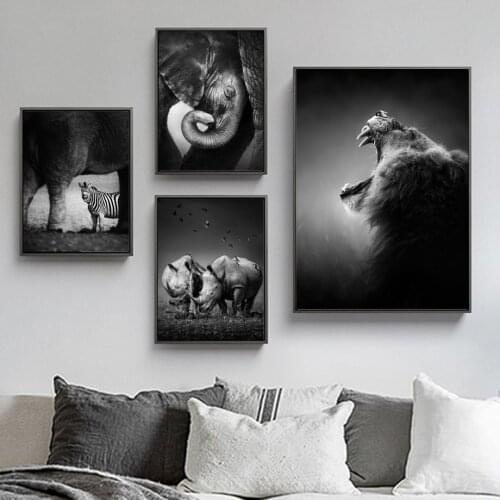 Black White Elephant Owl Panda Deer Tiger Animals Canvas 5D DIY Diamond Painting Nordic Embroidery Mosaic Posters Wall Decor Art