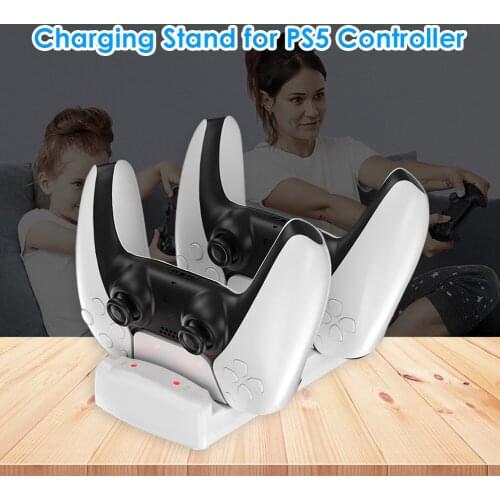 For DualSense Gaming Charger Dual USB Type C Charging Dock Station Stand with LED for PlayStation 5 PS5 Wireless Controller