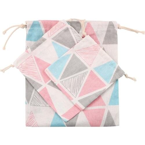 For Socks Underwear Toy Storage Bags Drawstring Tote Organizer Bag Printed Fabric Cotton Travel Storage Bag Sundries Rope Pouch