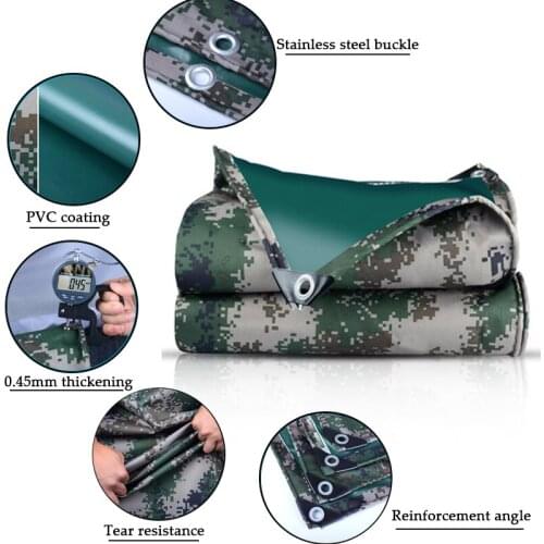 Jungle Oxford Camping Tent Tarpaulin Camouflage Outdoor Rainproof Cloth PVC Heavy Duty Truck Shelter Cover Cargo Pile Tarps