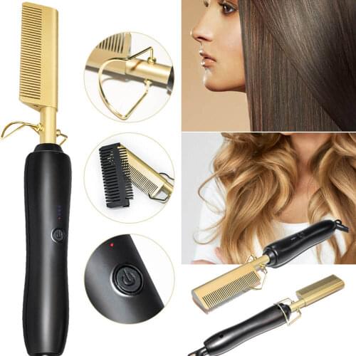 Electric Corrugation Curling Household Hair Straightener Dual-purpose Copper Comb Multi function Hot Heating Flat Irons Curler